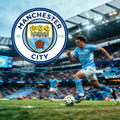 曼城队徽与球员比赛瞬间